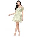 Women Floral Organza Skater Dress Fit amp