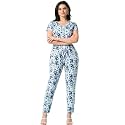 Women Floral Printed Short Sleeve Jumpsuit 