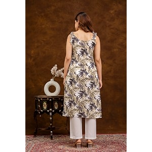 Women Floral Printed Sleeveless Round Neck Pure