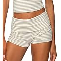 Women Fold Over Lounge Shorts Sexy Low Rise Yoga Shorts