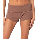 Women Fold Over Lounge Shorts Sexy Low Rise Yoga Shorts