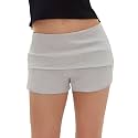 Women Fold Over Lounge Shorts Sexy Low Rise Yoga Shorts