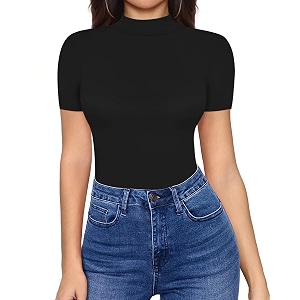 Women and Girls Black High Neck Top