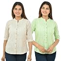 WomenGirls Cotton Stripe Regular Fit Shirts Pack