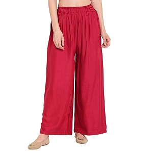 womengirls regular fit flared wide leg non-transparent solid color cotton blend soft rayon fabric palazzo  14 colours  size xs - 2xl