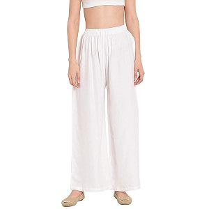 womengirls regular fit flared wide leg non-transparent solid color cotton blend soft rayon fabric palazzo  14 colours  size xs - 2xl