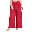 Women/Girls Regular Fit Flared Wide Leg Non-Transparent Solid Color Cotton Blend Soft Rayon Fabric Palazzo ; 14 Colours ; Size XS - 2XL