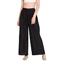 Women/Girls Regular Fit Flared Wide Leg Non-Transparent Solid Color Cotton Blend Soft Rayon Fabric Palazzo ; 14 Colours ; Size XS - 2XL