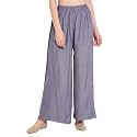 Women/Girls Regular Fit Flared Wide Leg Non-Transparent Solid Color Cotton Blend Soft Rayon Fabric Palazzo ; 14 Colours ; Size XS - 2XL