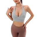Women Halter Bra Top Yoga Bralette Crop Tanks Workout Sports Bras V Neck with Adjustable Strap Seamless Padded