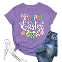 Women Happy Easter T Shirt Bunny Rabbit Graphic T-Shirt Funny Letter Printed Shirts Short Sleeve Tops