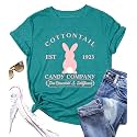 Women Happy Easter T Shirt Bunny Rabbit Graphic T-Shirt Funny Letter Printed Shirts Short Sleeve Tops
