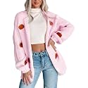 Women Holiday Sequin Cardigans Funny Graphic Button
