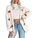 Women Holiday Sequin Cardigans Funny Graphic Button