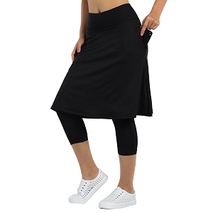 women knee length skirts with leggingspickleball skirted leggings capris for tennis yoga women zipper pockets