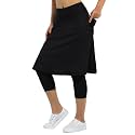 Women Knee Length Skirts with Leggings,Pickleball Skirted Leggings Capris for Tennis Yoga Women Zipper Pockets