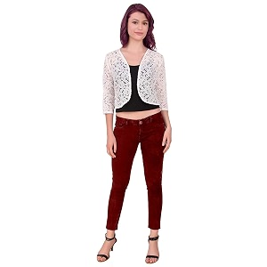 Women Lace Open Front Stylish Crop Shrug