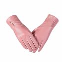 Women Leather Touch Screen Gloves, Winter Gloves for Ladies, Warm Touchscreen Windproof Texting Cashmere Lined Gloves