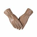 Women Leather Touch Screen Gloves, Winter Gloves for Ladies, Warm Touchscreen Windproof Texting Cashmere Lined Gloves