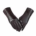Women Leather Touch Screen Gloves, Winter Gloves for Ladies, Warm Touchscreen Windproof Texting Cashmere Lined Gloves