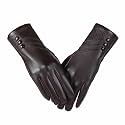 Women Leather Touch Screen Gloves, Winter Gloves for Ladies, Warm Touchscreen Windproof Texting Cashmere Lined Gloves