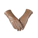 Women Leather Touch Screen Gloves, Winter Gloves for Ladies, Warm Touchscreen Windproof Texting Cashmere Lined Gloves