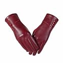 Women Leather Touch Screen Gloves, Winter Gloves for Ladies, Warm Touchscreen Windproof Texting Cashmere Lined Gloves