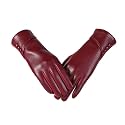 Women Leather Touch Screen Gloves, Winter Gloves for Ladies, Warm Touchscreen Windproof Texting Cashmere Lined Gloves