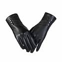 Women Leather Touch Screen Gloves, Winter Gloves for Ladies, Warm Touchscreen Windproof Texting Cashmere Lined Gloves
