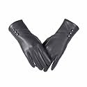 Women Leather Touch Screen Gloves, Winter Gloves for Ladies, Warm Touchscreen Windproof Texting Cashmere Lined Gloves