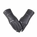 Women Leather Touch Screen Gloves, Winter Gloves for Ladies, Warm Touchscreen Windproof Texting Cashmere Lined Gloves