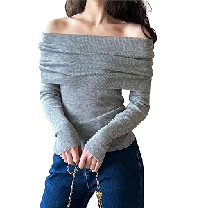 Women Long Sleeve Off The Shoulder Sweater
