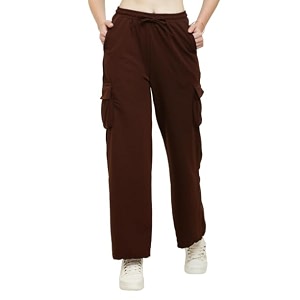 Women Loose Fit Knitted Cargo - Maroon