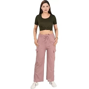 Women Loose Fit Knitted Cargo - Onion