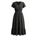 Women Maxi Dresses Boho V Neck Swiss