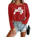 Women Merry Christmas Sweater Long Sleeve Xmas Knitted Top Funny Holiday Graphic Pullover Tops 2024 Trendy