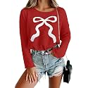 Women Merry Christmas Sweater Long Sleeve Xmas Knitted Top Funny Holiday Graphic Pullover Tops 2024 Trendy