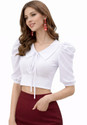 WOMEN MODE Casual Puff Sleeves Self Design