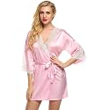 Women Net Lace Self-Design Baby Doll Set (Pack of 1) (Color : Pink) (Size : XL) PID-A-Bathrob_Pink