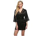 Women Net Lace Self-Design Baby Doll Set (Pack of 1) (Color : Black) (Size : S) PID-A-Bathrob_Black