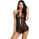 PIBU Women's Nylon Blend Knee Length Casual Regular Babydolls (CM Doll_Black_Free Size
