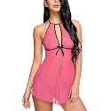 Women Net Lace Self-Design Baby Doll Set (Pack of 1) (Color : Pink) (Size : Free Size)_CM Doll_Pink
