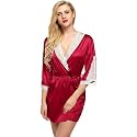 Women Net Lace Self-Design Baby Doll Set (Pack of 1) (Color : Red) (Size : M) PID-A-Bathrob_Red