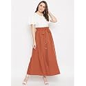 Women Off-White amp Brown Solid Top with