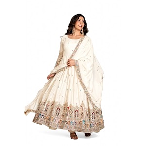 women omkar textile39s georgette anarkali gown with dupatta set embroidered wedding floor length