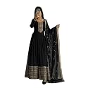 Women Omkar Textile's Georgette Anarkali Gown with Dupatta Set, Embroidered, Wedding, Floor Length