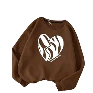 Women Oversized Baggy Sweatshirt Cotton Broken Heart