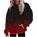 Women Oversized Hoodie Shirts Dressy Casual Long Sleeve Gradient Color Hooded Pullover Tops Loose Preppy Clothes