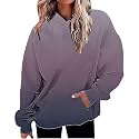 Women Oversized Hoodie Shirts Dressy Casual Long Sleeve Gradient Color Hooded Pullover Tops Loose Preppy Clothes