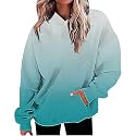 Women Oversized Hoodie Shirts Dressy Casual Long Sleeve Gradient Color Hooded Pullover Tops Loose Preppy Clothes